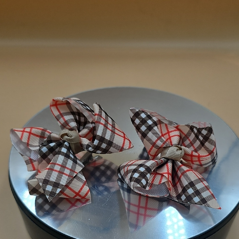Plaid Bow Hair Clips for Kids